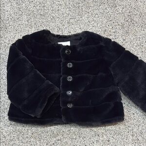 Janie and Jack Black Faux Fur Coat for Kids
